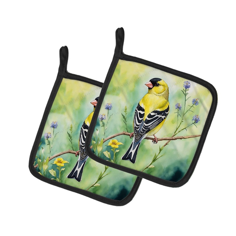American Goldfinch Pot Holders - Set of 2 Decorative Kitchen Helpers | Made in the USA