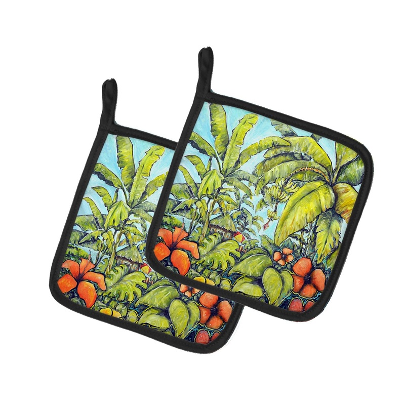 Banana Cabana Pot Holders - Set of 2 Decorative Kitchen Helpers | Made in the USA