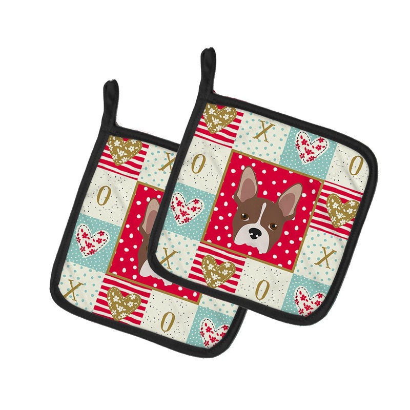 Boston Terrier Love Pot Holders - Set of 2 - Heat-Resistant Kitchen Essentials CK5187PTHD