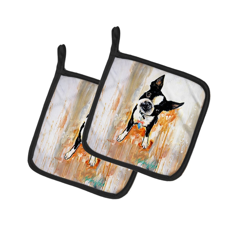 Boston Terrier Scout Pot Holders - Set of 2 Decorative Kitchen Helpers | Made in the USA