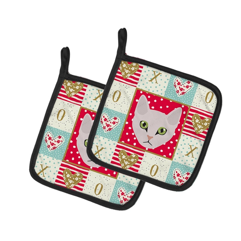 Burmilla Cat Love Pot Holders - Set of 2 - Heat-Resistant Kitchen Essentials CK5097PTHD