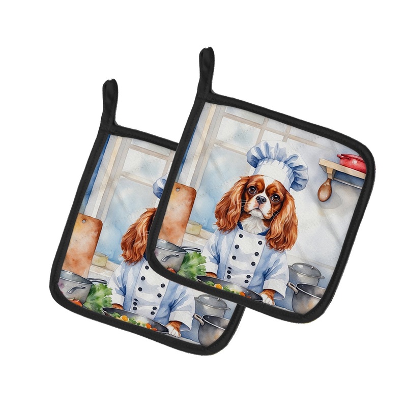 Cavalier Spaniel The Chef Pot Holders - Set of 2 Decorative Kitchen Helpers | Made in the USA