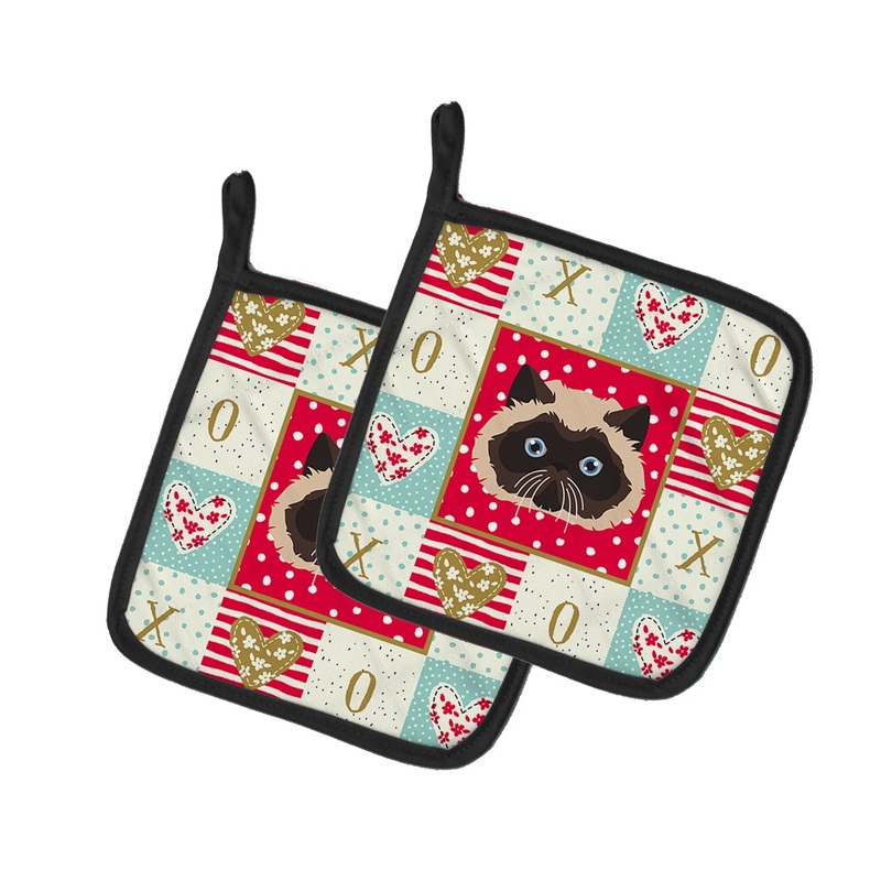 Colorpoint Persian Hymalayan Cat Love Pot Holders - Set of 2 - Heat-Resistant Kitchen Essentials CK5105PTHD