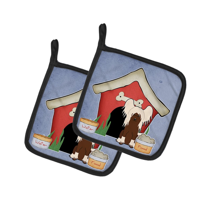 Dog House Collection Chinese Crested Cream Pot Holders - Set of 2 - Heat-Resistant Kitchen Essentials