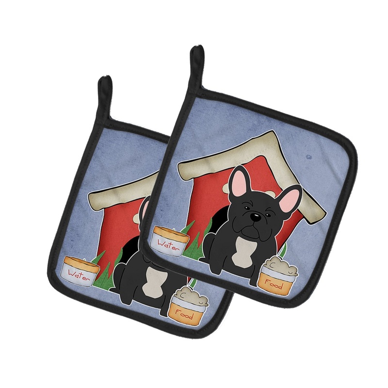 Dog House Collection French Bulldog Black Pot Holders - Set of 2 - Heat-Resistant Kitchen Essentials