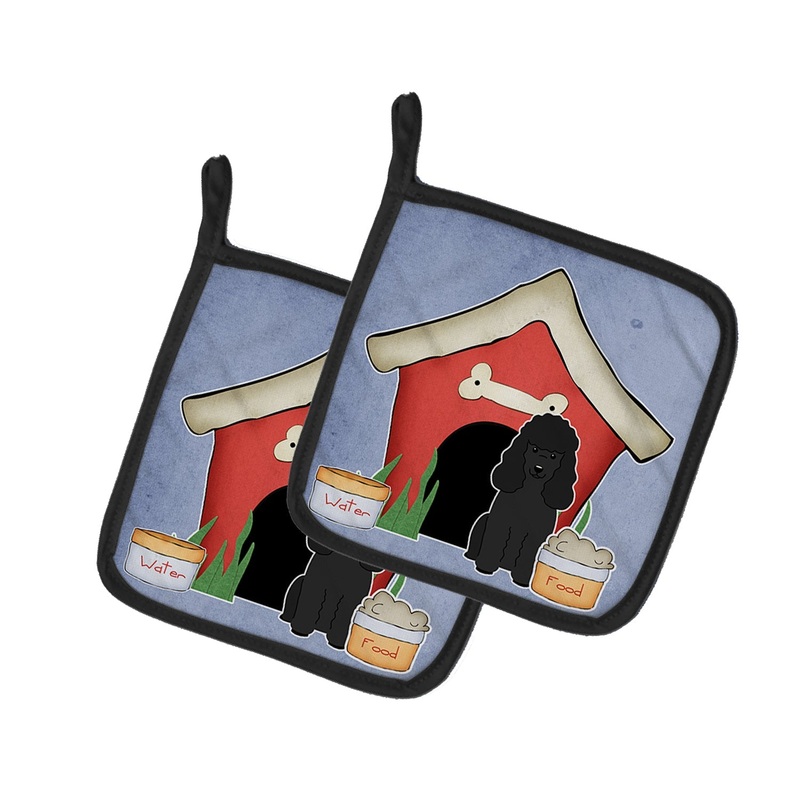 Dog House Collection Poodle Black Pot Holders - Set of 2 - Heat-Resistant Kitchen Essentials
