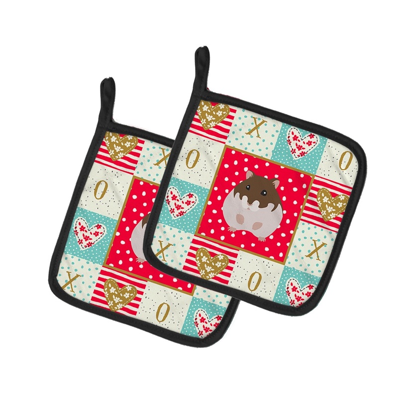 Dzungarian Hamster Love Pot Holders - Set of 2 - Heat-Resistant Kitchen Essentials CK5440PTHD