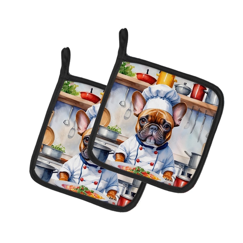 French Bulldog The Chef Pot Holders - Set of 2 Decorative Kitchen Helpers | Made in the USA
