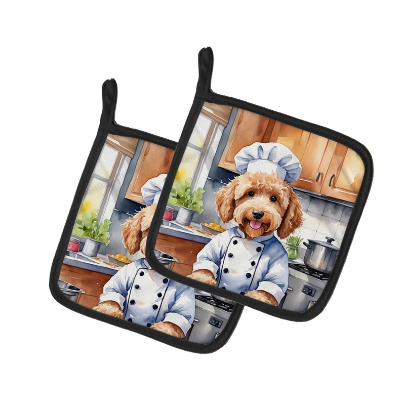 Goldendoodle The Chef Pot Holders - Set of 2 Decorative Kitchen Helpers | Made in the USA