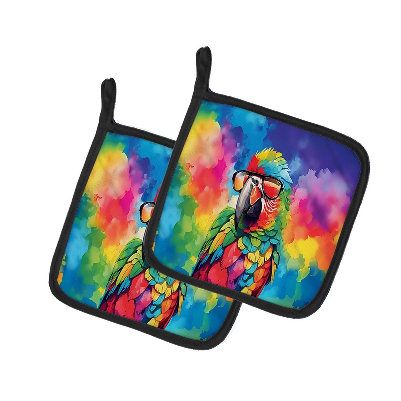 Hippie Animal Parrot Pot Holders - Set of 2 Decorative Kitchen Helpers | Made in the USA