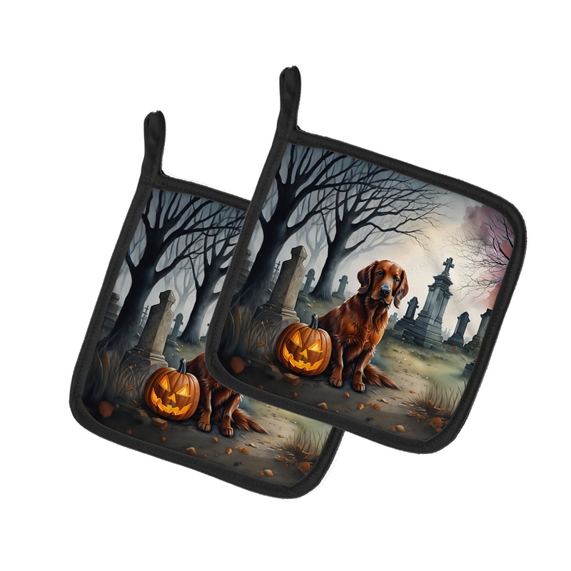 Irish Setter Spooky Halloween Pot Holders - Set of 2 Decorative Kitchen Helpers | Made in the USA