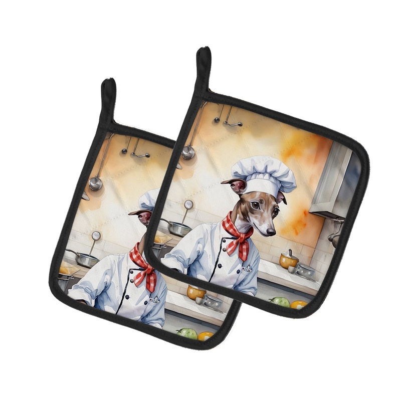 Italian Greyhound The Chef Pot Holders - Set of 2 Decorative Kitchen Helpers | Made in the USA
