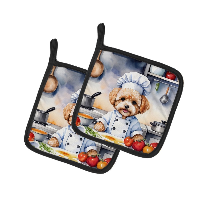 Maltipoo The Chef Pot Holders - Set of 2 Decorative Kitchen Helpers | Made in the USA