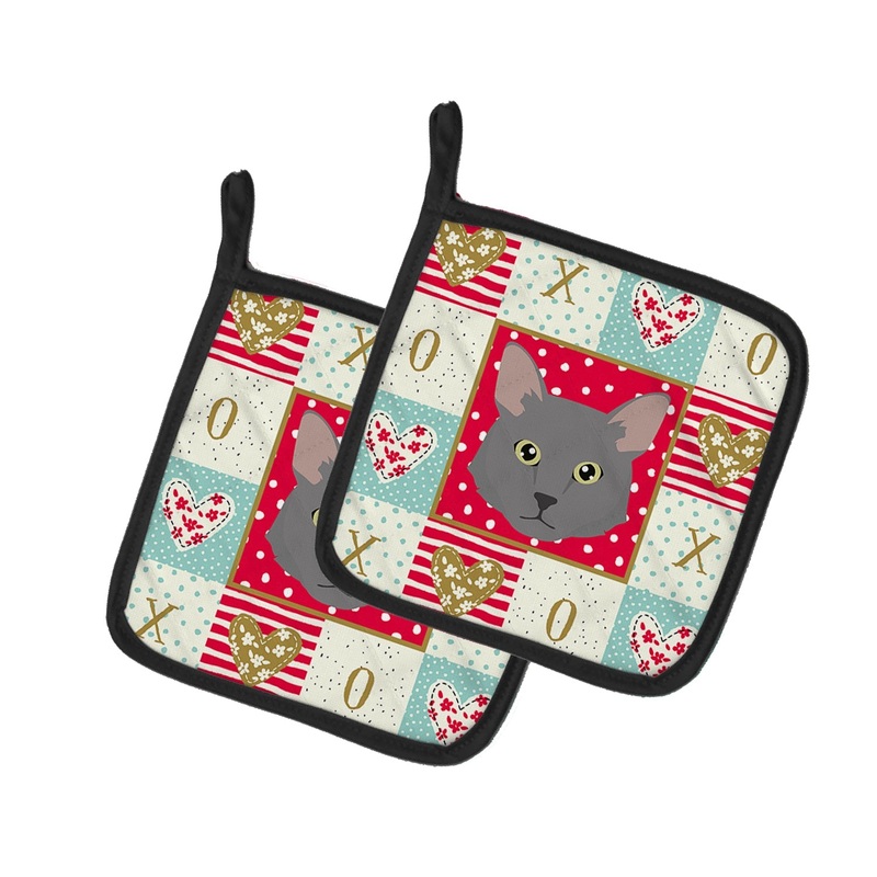 Nebelung Cat Love Pot Holders - Set of 2 - Heat-Resistant Kitchen Essentials CK5136PTHD