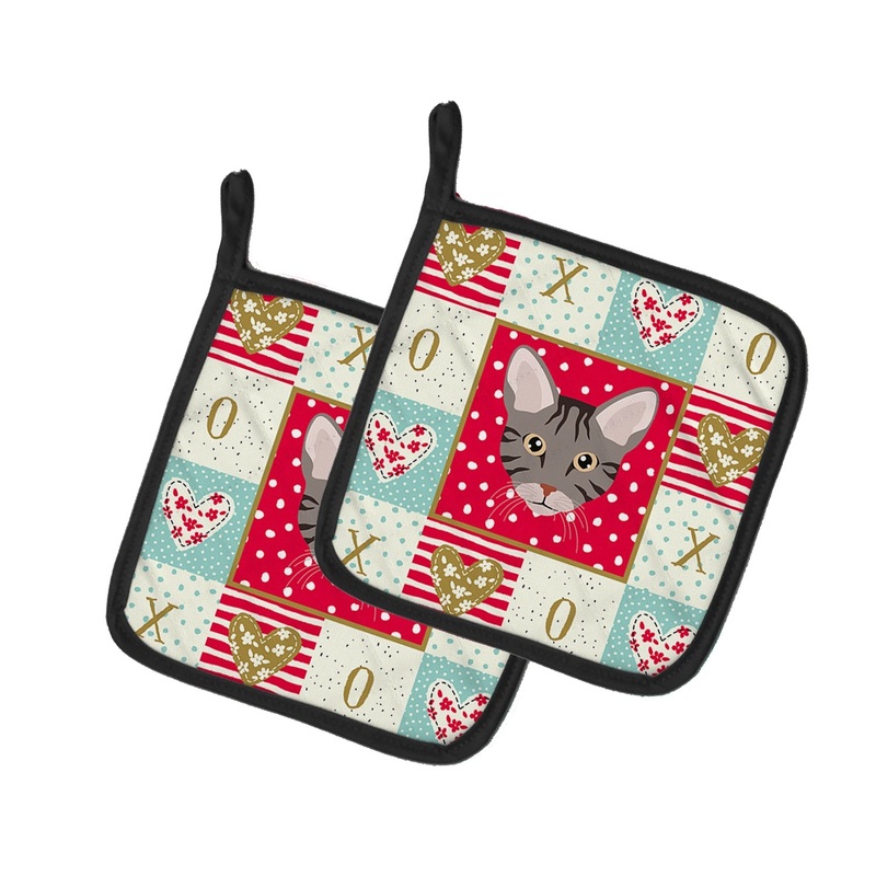 Ocicat Cat Love Pot Holders - Set of 2 - Heat-Resistant Kitchen Essentials CK5138PTHD