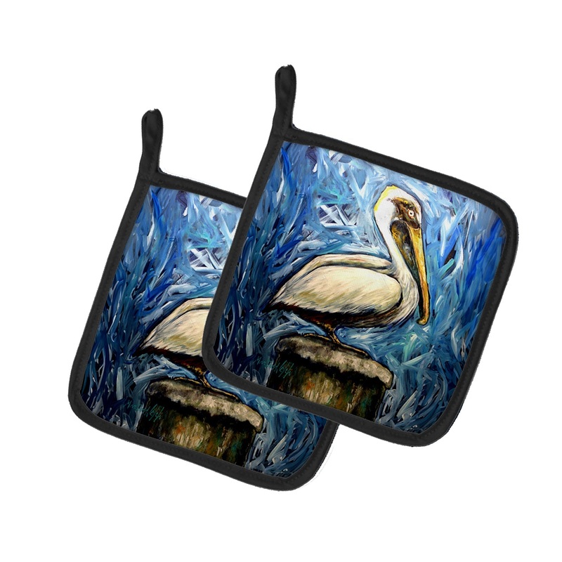 Pelican Blues Pot Holders - Set of 2 Decorative Kitchen Helpers | Made in the USA