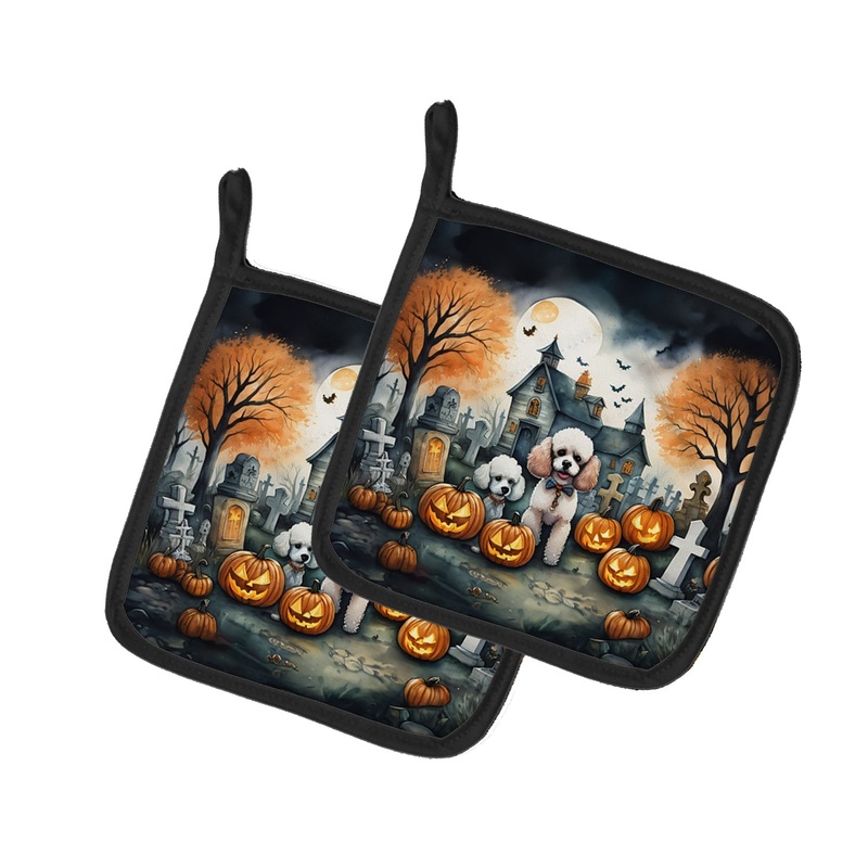 Poodle Spooky Halloween Pot Holders - Set of 2 Decorative Kitchen Helpers | Made in the USA