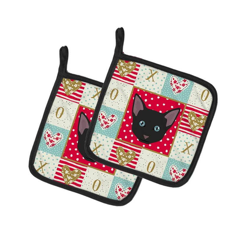 Russian White Black Cat Love Pot Holders - Set of 2 - Heat-Resistant Kitchen Essentials CK5155PTHD