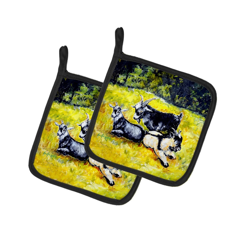 Scooter Pooter and Tooter Goats Pot Holders - Set of 2 Decorative Kitchen Helpers | Made in the USA