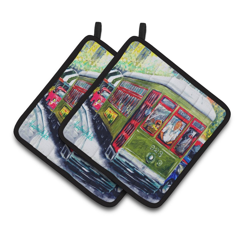 Streetcar Mid Summer Pot Holders - Set of 2 Decorative Kitchen Helpers | Made in the USA MW1338PTHD