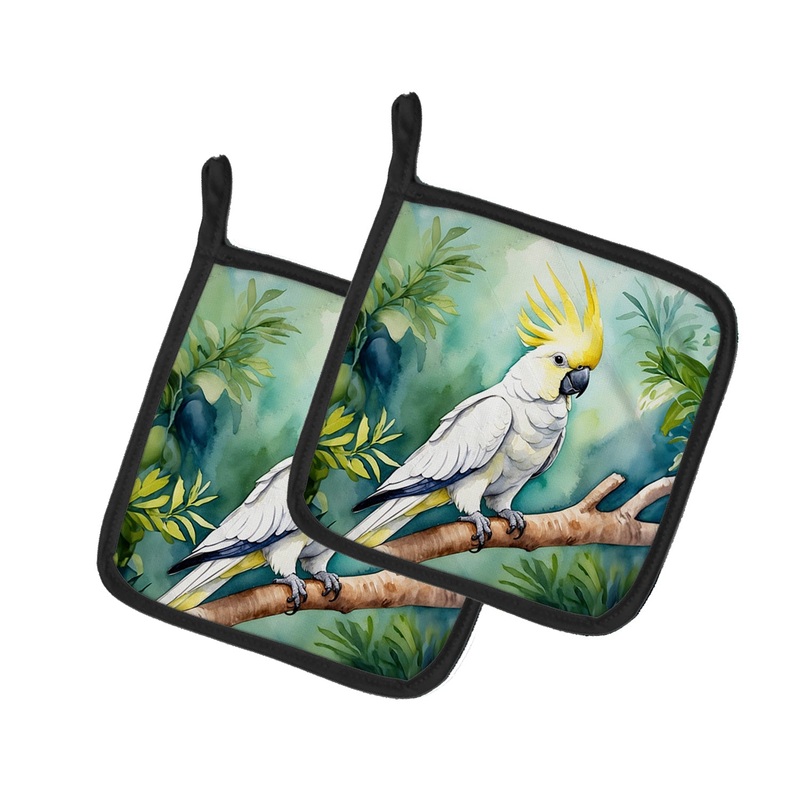 Sulphurcrested Cockatoo Pot Holders - Set of 2 Decorative Kitchen Helpers | Made in the USA