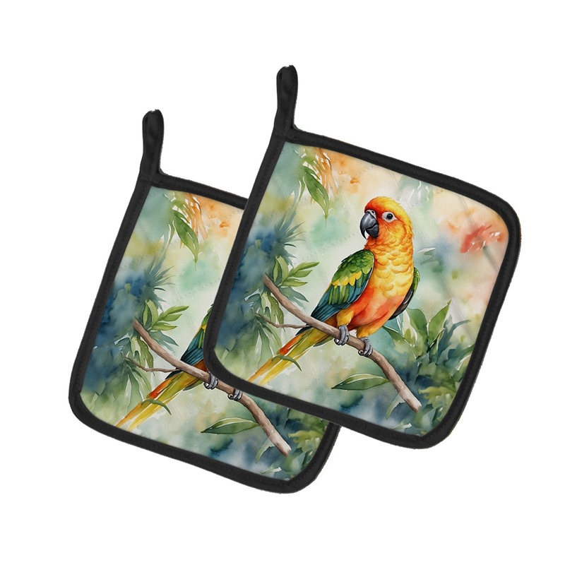 Sun Conure Pot Holders - Set of 2 Decorative Kitchen Helpers | Made in the USA