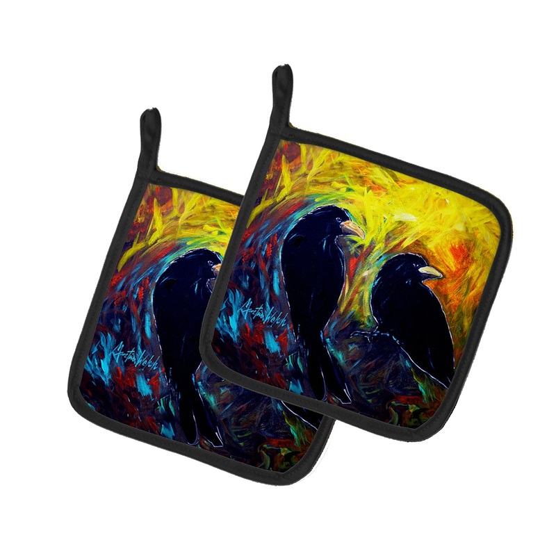 What Was That Black Crows Pot Holders - Set of 2 Decorative Kitchen Helpers | Made in the USA