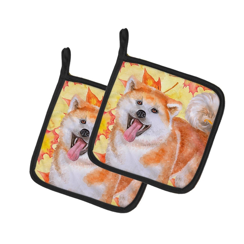 Akita Fall Pot Holders - Set of 2 - Heat-Resistant Kitchen Essentials BB9964PTHD