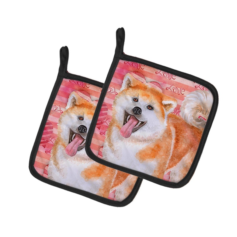 Akita Love Pot Holders - Set of 2 - Heat-Resistant Kitchen Essentials BB9790PTHD