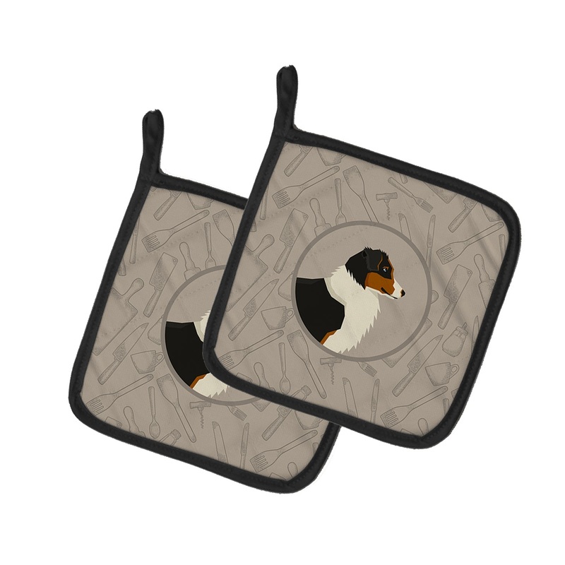 Australian Shepherd In the Kitchen Pot Holders - Set of 2 - Heat-Resistant Kitchen Essentials CK2163PTHD