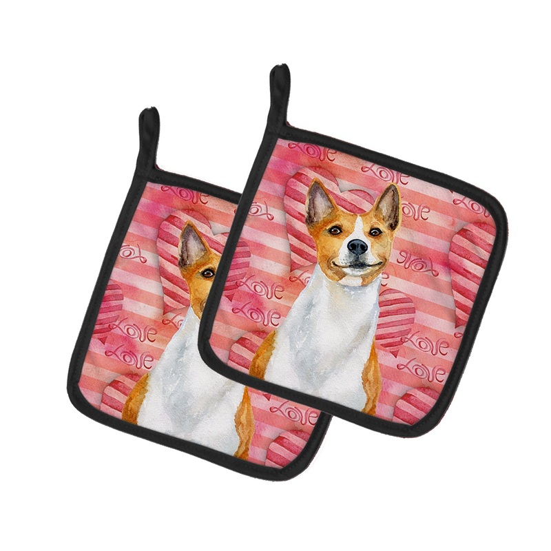 Basenji Love Pot Holders - Set of 2 - Heat-Resistant Kitchen Essentials BB9779PTHD
