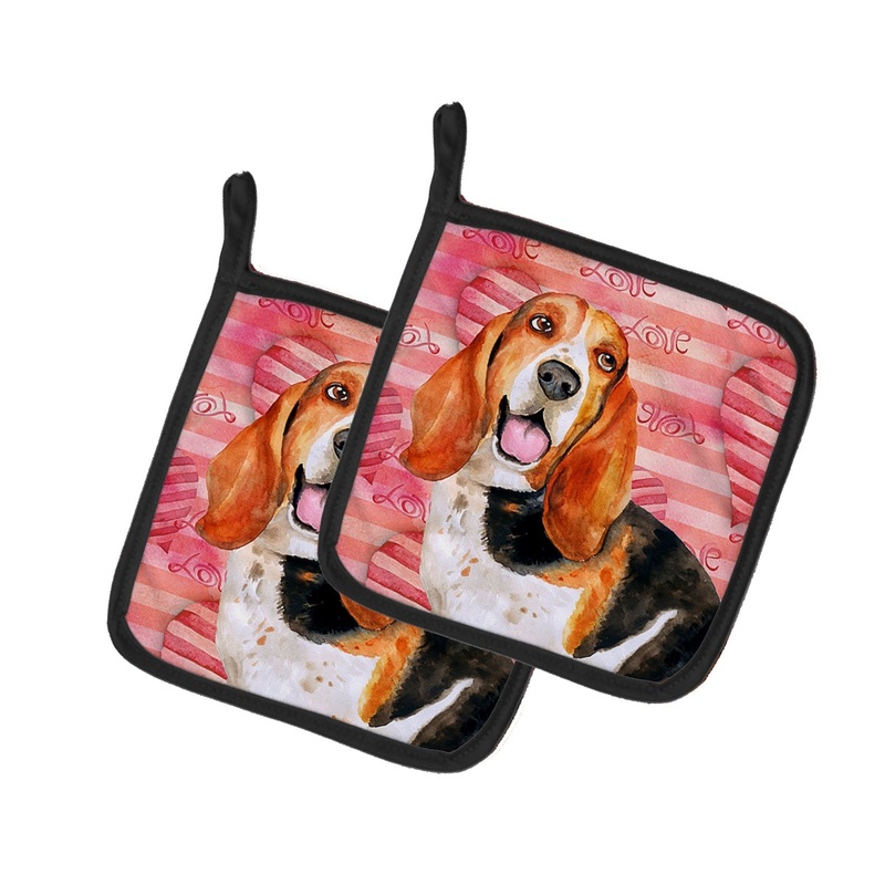 Basset Hound Love Pot Holders - Set of 2 - Heat-Resistant Kitchen Essentials BB9791PTHD