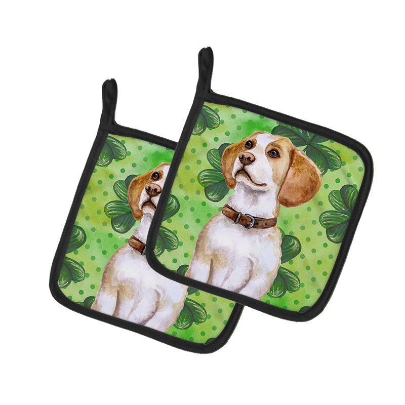 Beagle St Patrick's Pot Holders - Set of 2 - Heat-Resistant Kitchen Essentials BB9860PTHD