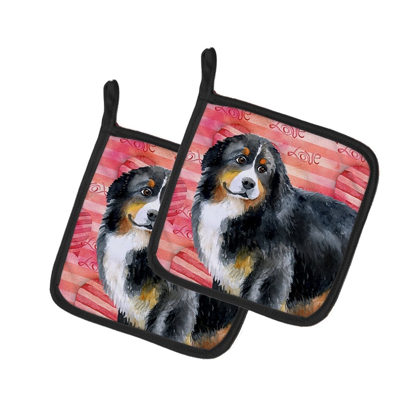 Bernese Mountain Dog Love Pot Holders - Set of 2 - Heat-Resistant Kitchen Essentials BB9732PTHD