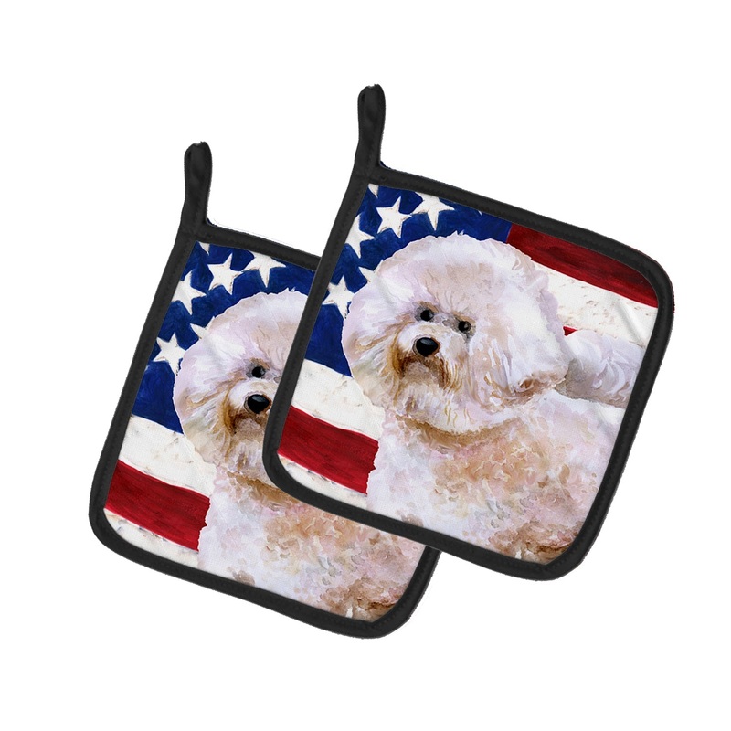 Bichon Frise #2 Patriotic Pot Holders - Set of 2 - Heat-Resistant Kitchen Essentials BB9705PTHD
