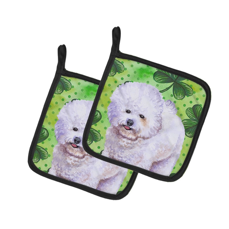 Bichon Frise St Patrick's Pot Holders - Set of 2 - Heat-Resistant Kitchen Essentials BB9822PTHD