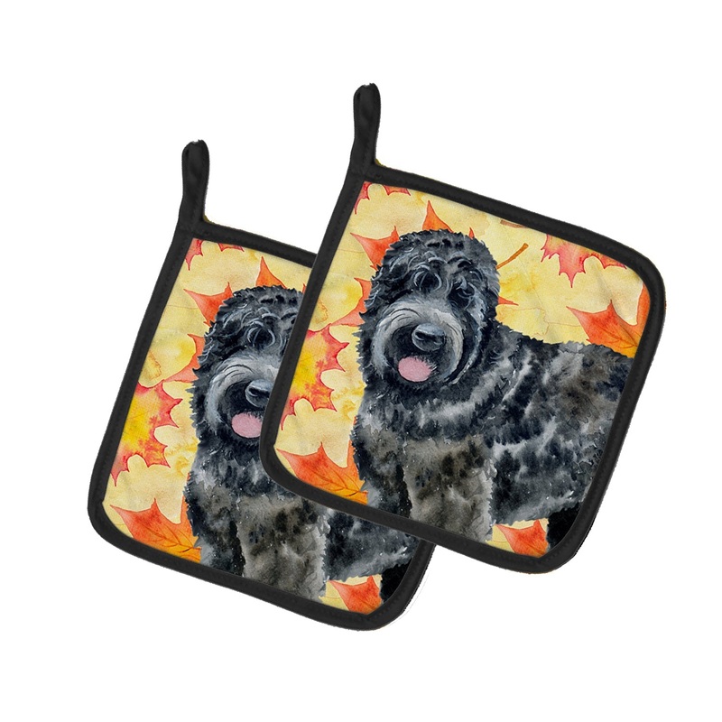 Black Russian Terrier Fall Pot Holders - Set of 2 - Heat-Resistant Kitchen Essentials BB9938PTHD