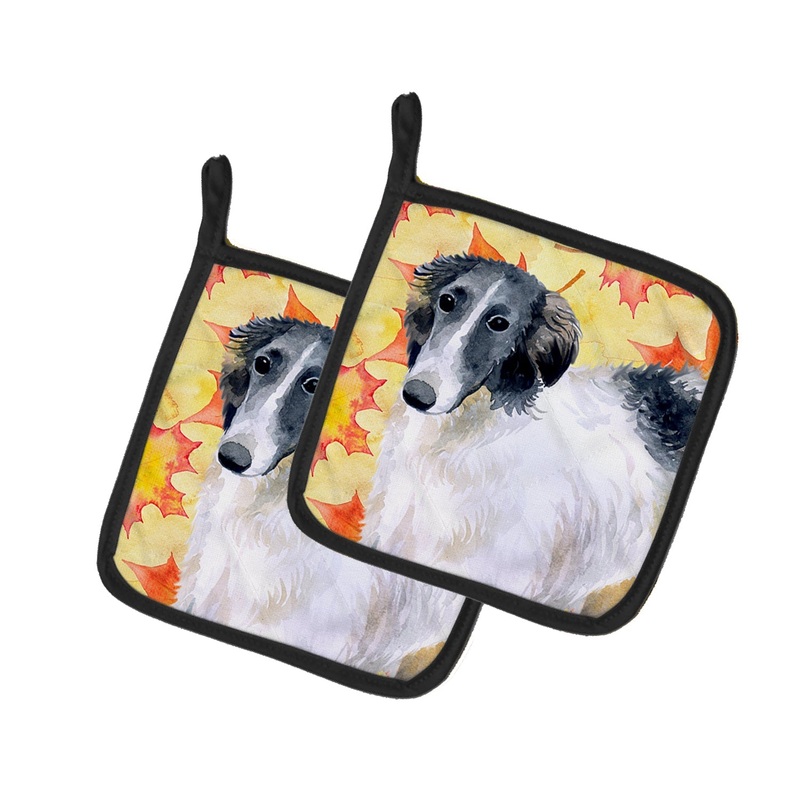 Borzoi Fall Pot Holders - Set of 2 - Heat-Resistant Kitchen Essentials BB9933PTHD