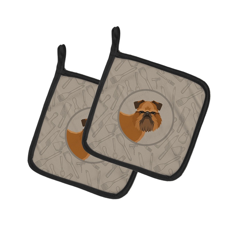 Brussels Griffon In the Kitchen Pot Holders - Set of 2 - Heat-Resistant Kitchen Essentials CK2191PTHD