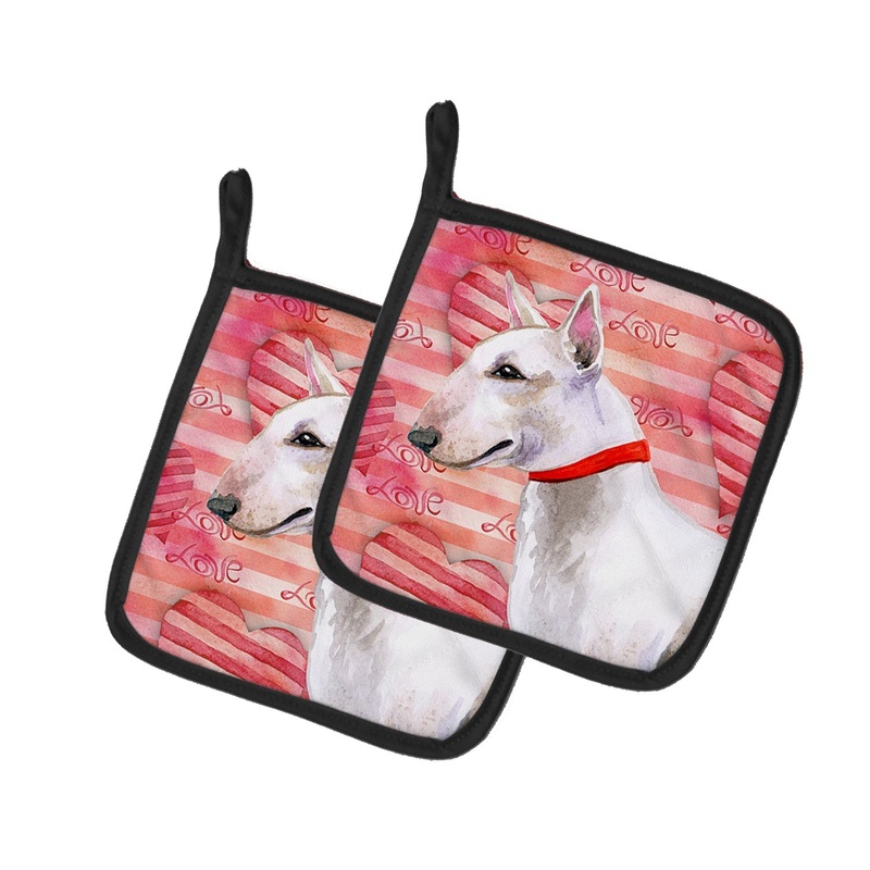 Bull Terrier Love Pot Holders - Set of 2 - Heat-Resistant Kitchen Essentials BB9780PTHD