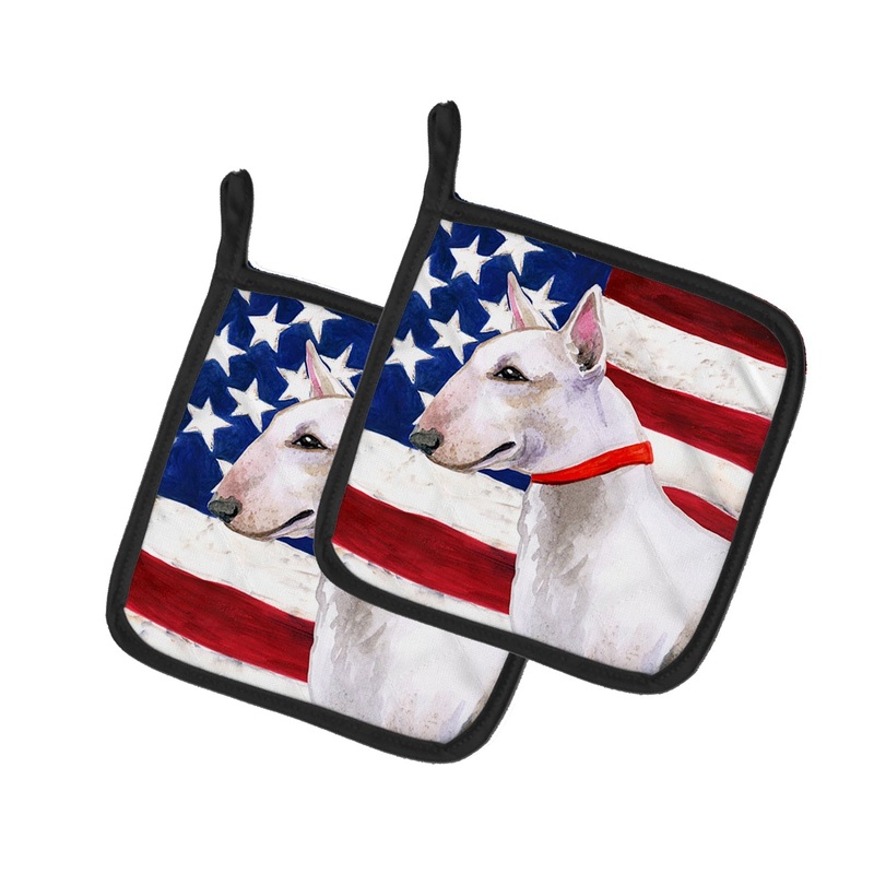 Bull Terrier Patriotic Pot Holders - Set of 2 - Heat-Resistant Kitchen Essentials BB9693PTHD