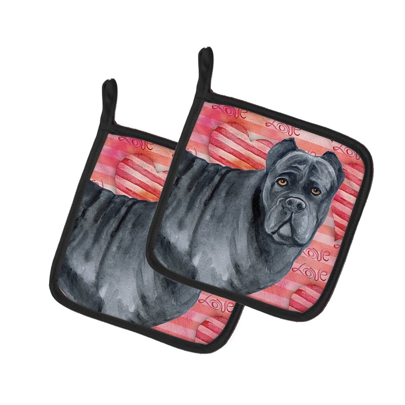 Cane Corso Love Pot Holders - Set of 2 - Heat-Resistant Kitchen Essentials BB9781PTHD