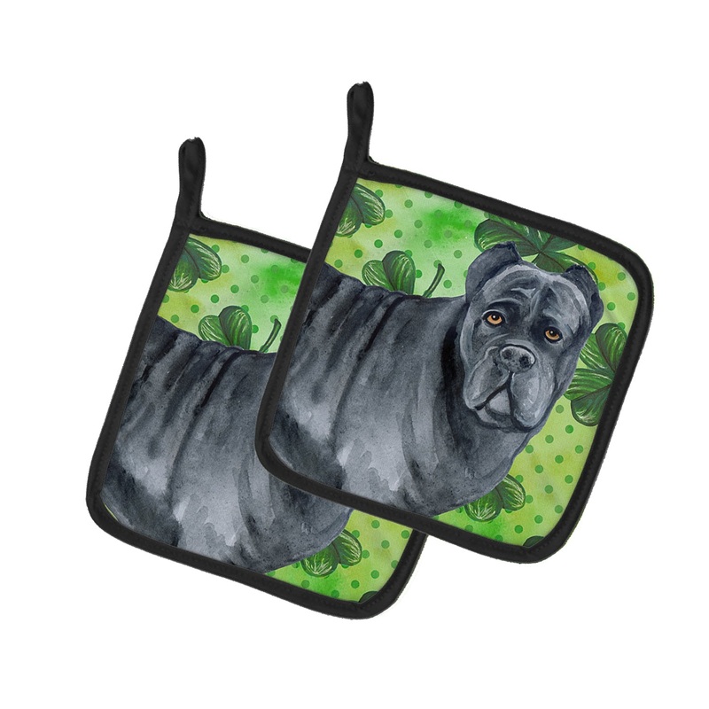 Cane Corso St Patrick's Pot Holders - Set of 2 - Heat-Resistant Kitchen Essentials BB9868PTHD