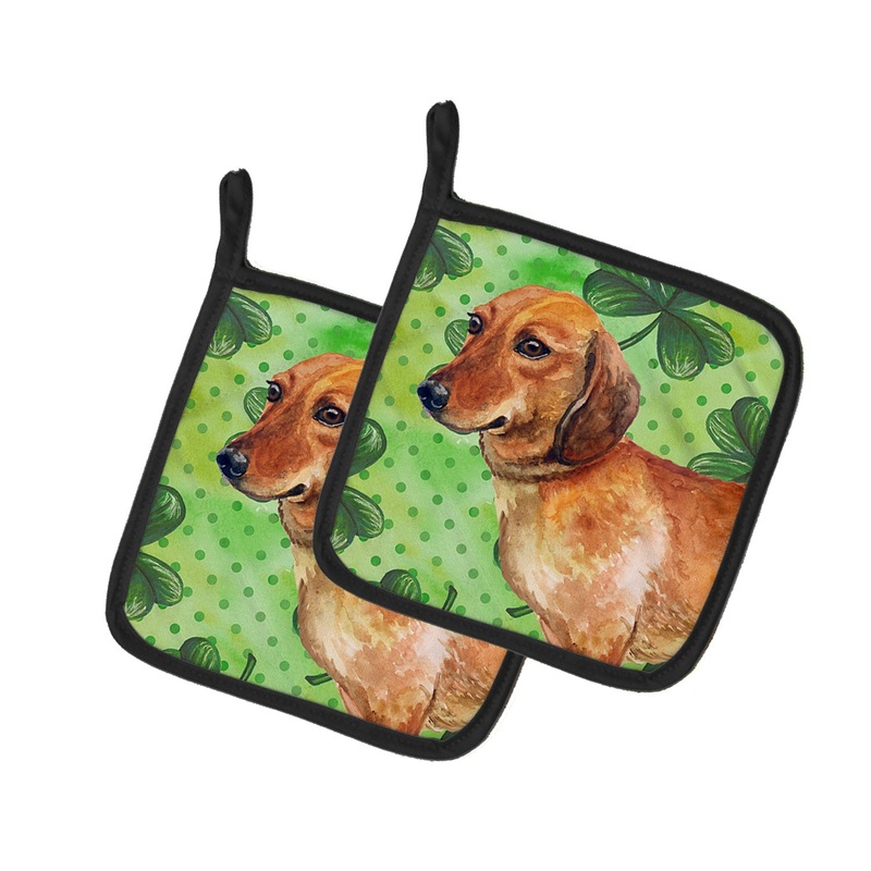 Dachshund St Patrick's Pot Holders - Set of 2 - Heat-Resistant Kitchen Essentials BB9826PTHD
