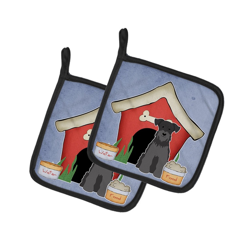 Dog House Collection Miniature Schanuzer Black Pot Holders - Set of 2 - Heat-Resistant Kitchen Essentials BB2805PTHD