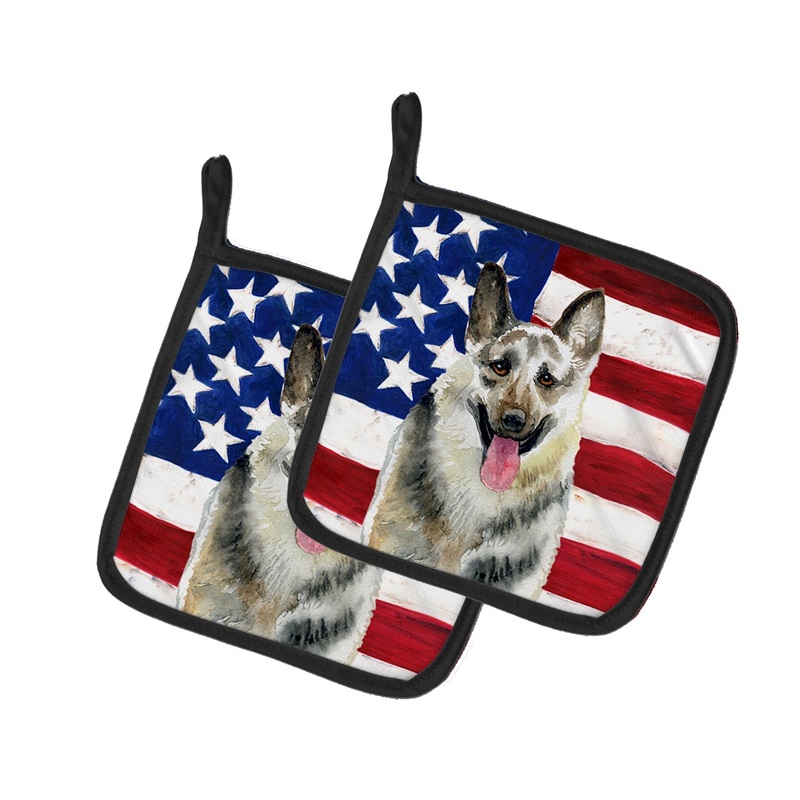 East-European Shepherd Patriotic Pot Holders - Set of 2 - Heat-Resistant Kitchen Essentials BB9649PTHD