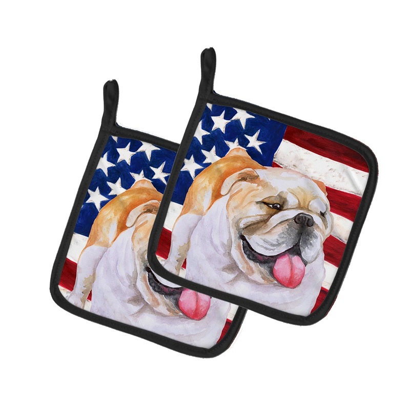 English Bulldog Patriotic Pot Holders - Set of 2 - Heat-Resistant Kitchen Essentials BB9639PTHD