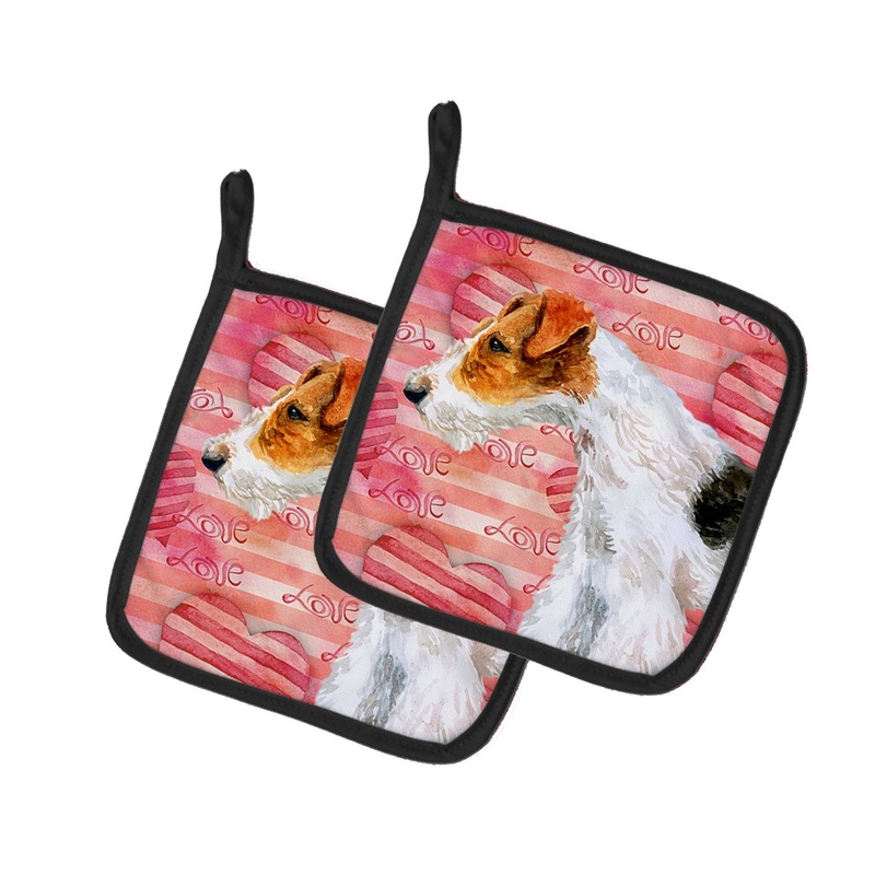 Fox Terrier Love Pot Holders - Set of 2 - Heat-Resistant Kitchen Essentials BB9737PTHD