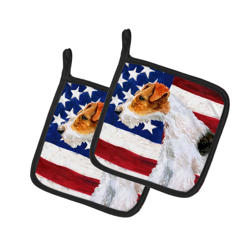 Fox Terrier Patriotic Pot Holders - Set of 2 - Heat-Resistant Kitchen Essentials BB9650PTHD