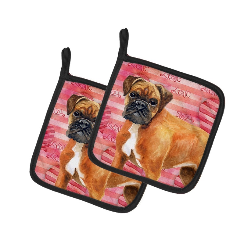 German Boxer Love Pot Holders - Set of 2 - Heat-Resistant Kitchen Essentials BB9727PTHD